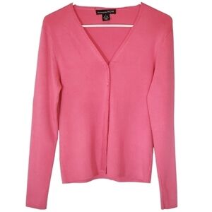 2112 * Bloomingdale's Now Silk Blend Button Cardigan Bubblegum Pink Size L